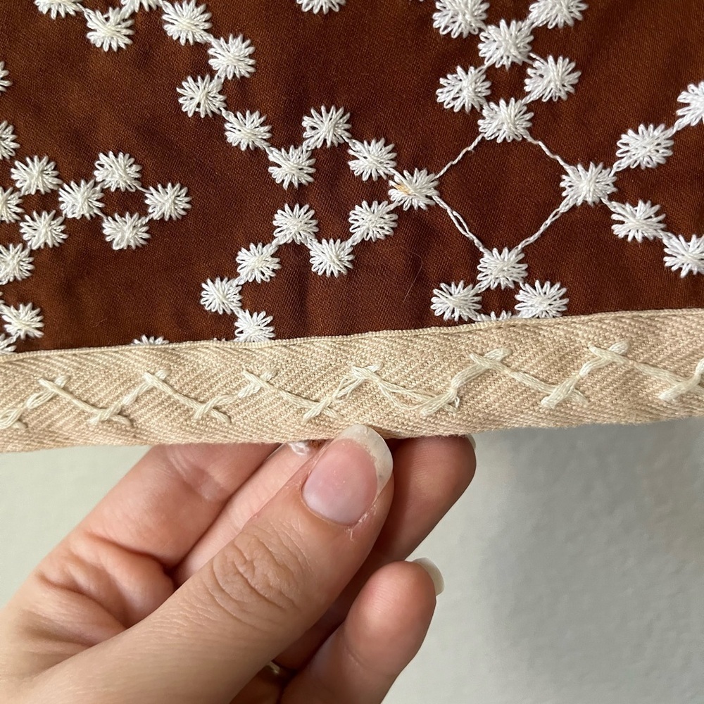 Vintage Nanette Lepore Brown White Atomic Embroidered Retro Jacket Women Size 6 - Picture 15 of 16